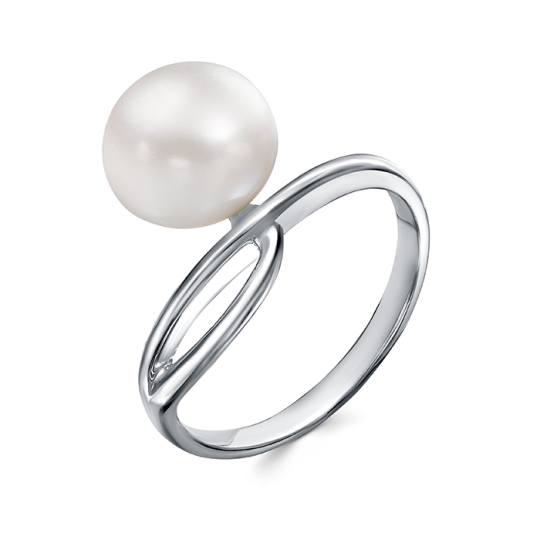 Кольцо из серебра с жемчугом и фианитами