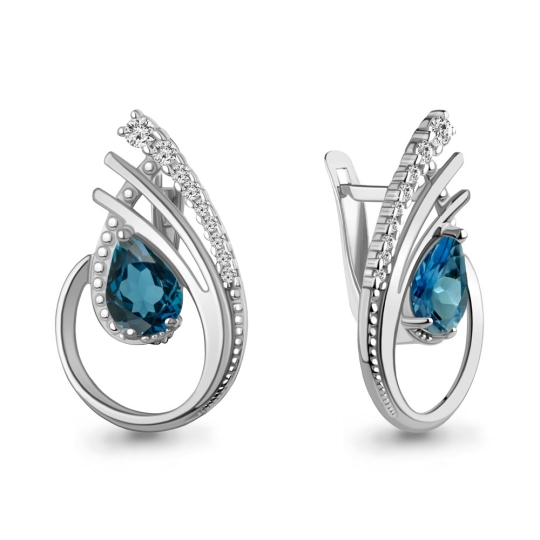 Кольцо из серебра с топазом London и фианитами