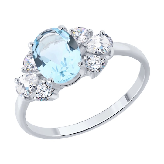 Кольцо из серебра с эмалью и фианитом