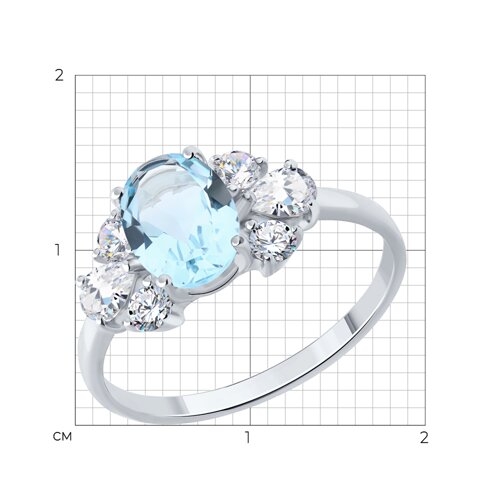 Кольцо из серебра с топазом и фианитами