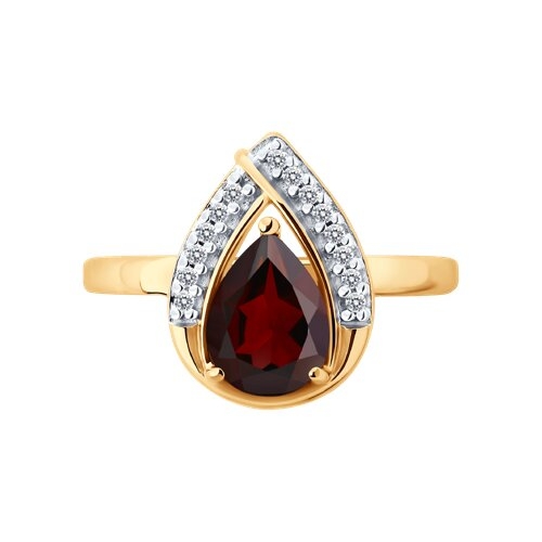 Серьги из серебра с позолотой, гранатами и фианитами