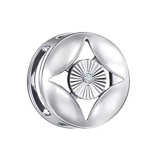 Подвеска из серебра с фианитами "Н"