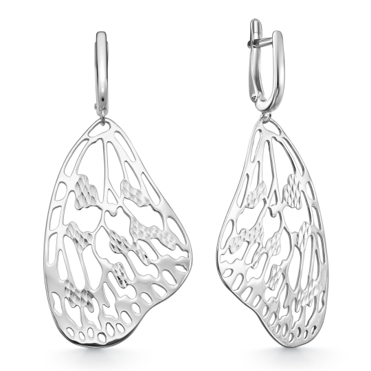 Серьги из серебра с хризолитами и фианитами