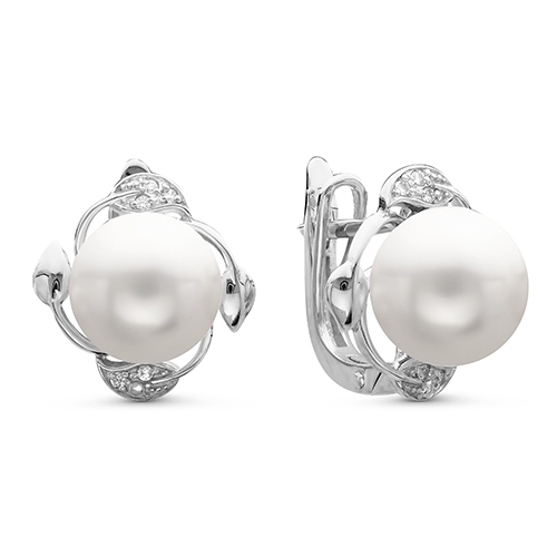 Кольцо из серебра с жемчугом и фианитами