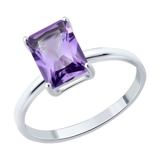 Кольцо из серебра с ювелирным кристаллом и фианитами