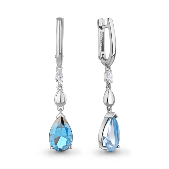 Серьги из серебра с гранатами и фианитами