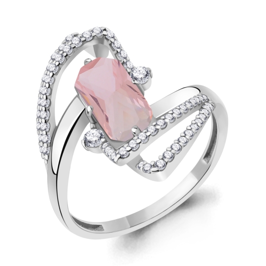 Кольцо из серебра с гранатом и фианитами