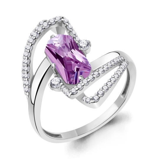 Кольцо из серебра с цитрином и фианитами