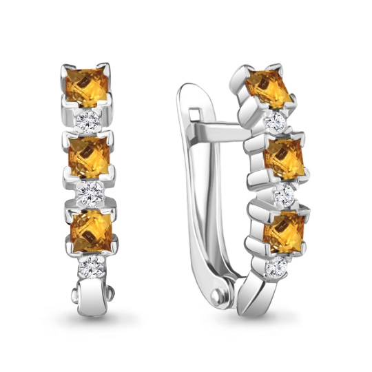 Серьги из серебра с фианитами