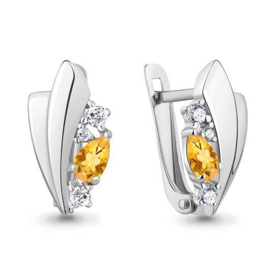 Серьги из серебра с фианитами