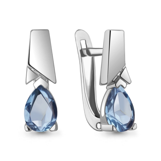Серьги из серебра с топазами London и фианитами