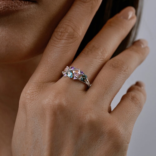 Серьги из серебра с миксом камней