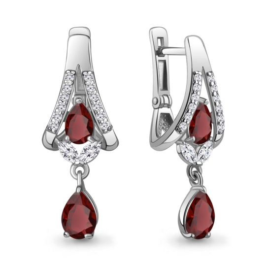 Кольцо из серебра с гранатом и фианитами