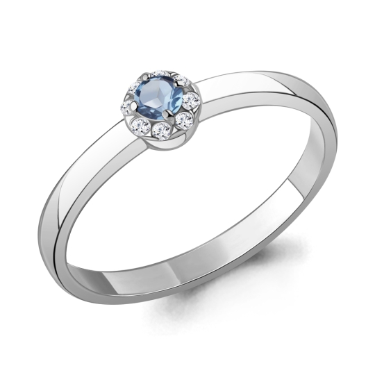 Кольцо из серебра с позолотой и черными фианитами