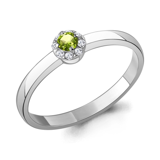 Подвеска из серебра с хризолитом и фианитами 