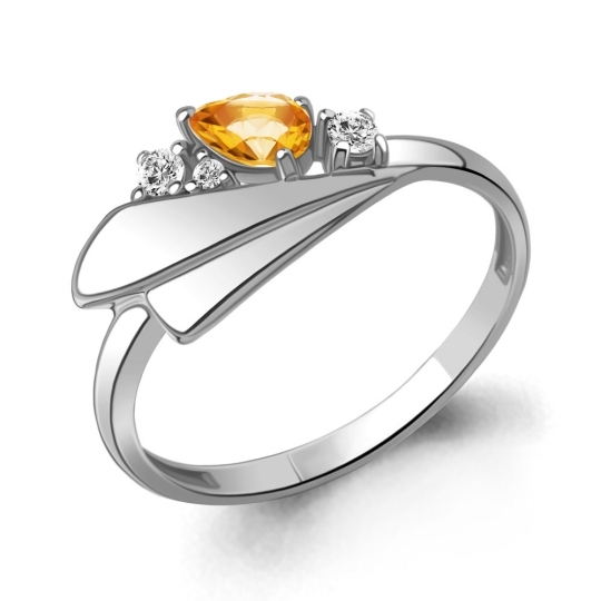 Кольцо из серебра  с фианитами, покрытие Вермель золото 999 пробы 