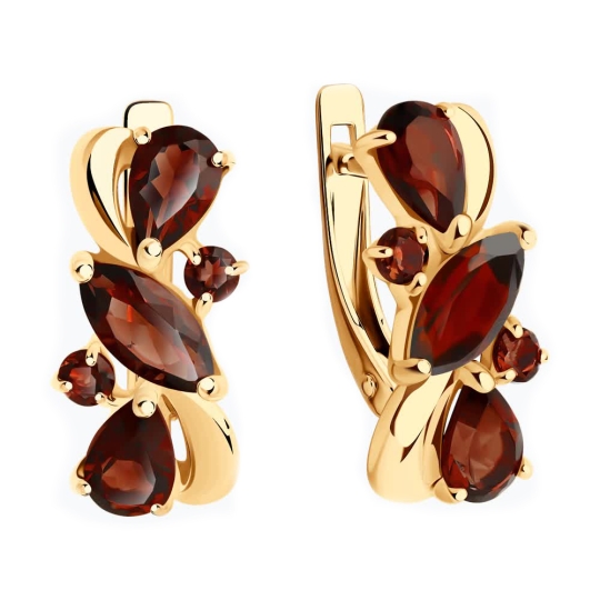 Кольцо из серебра с позолотой и гранатами