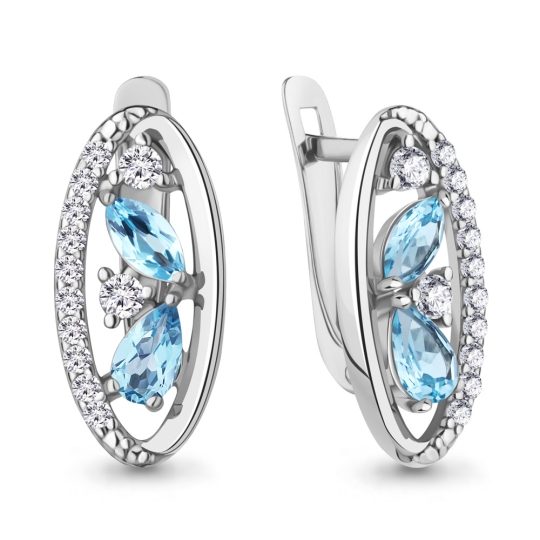 Кольцо из серебра с топазами Swiss и фианитами