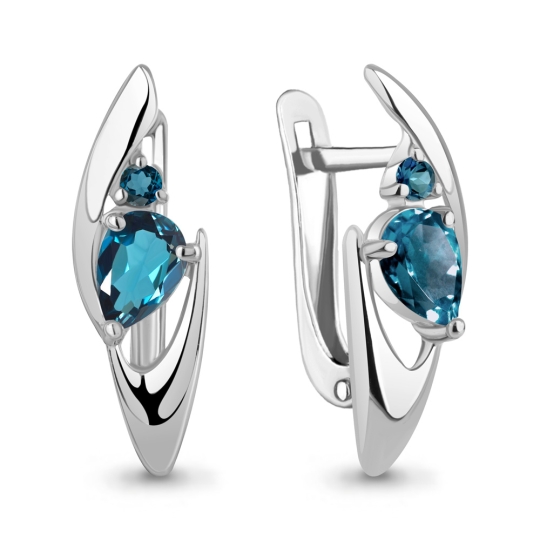 Серьги из серебра с хризолитами и фианитами