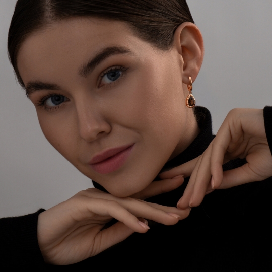 Кольцо из серебра с позолотой и раухтопазом 