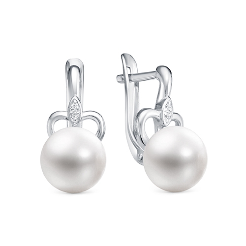 Серьги из серебра с агатами и фианитами