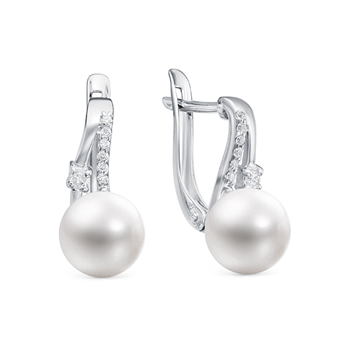 Серьги из серебра с фианитами