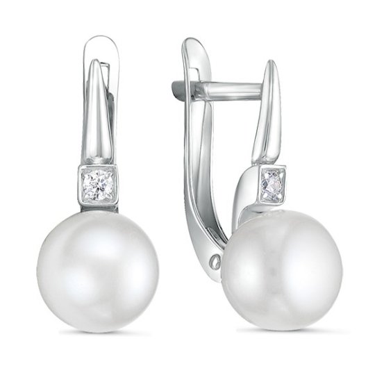 Кольцо из среебра с жемчугом и фианитами