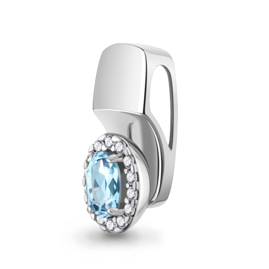 Кольцо из серебра с топазом Swiss и фианитами