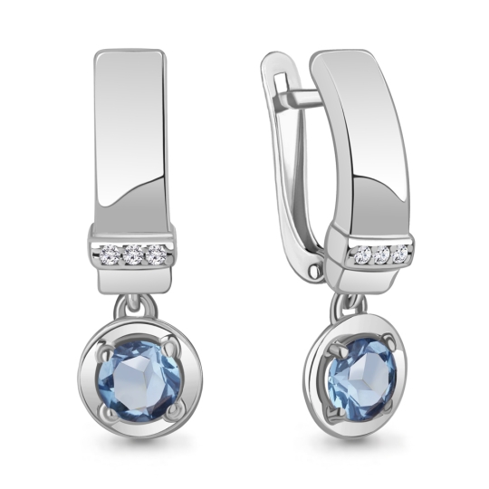 Серьги из серебра с топазами London и фианитами