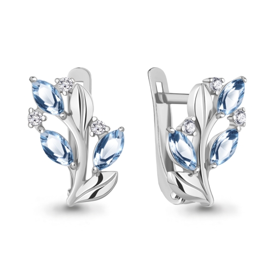 Кольцо из серебра с топазами Swiss и фианитами