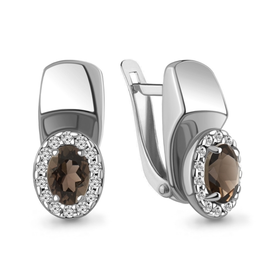 Кольцо из серебра с раухтопазом и фианитами