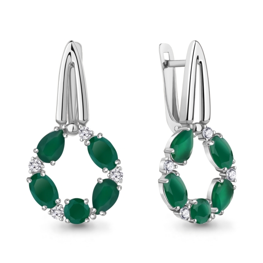 Кольцо из серебра с агатами и фианитами