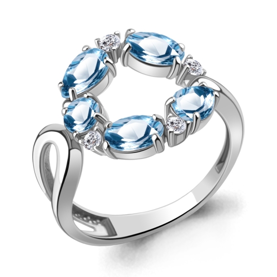 Кольцо из серебра с жемчугом и фианитами