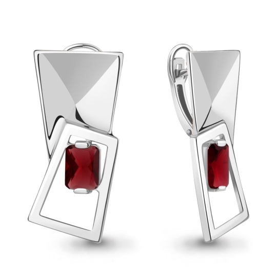 Серьги из серебра с гранатами и фианитами