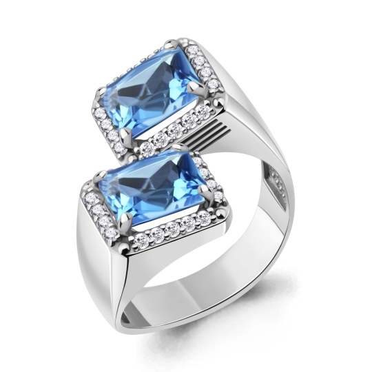 Серьги из серебра с ювелирными кристаллами и фианитами