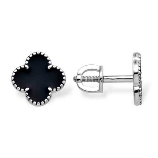 Серьги из серебра с керамическими вставками и фианитами