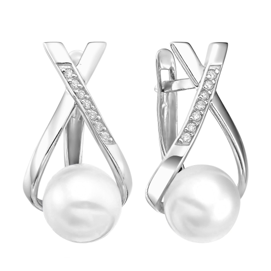 Серьги из серебра с фианитами