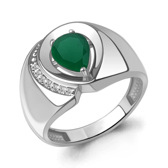 Кольцо из серебра с золотой вставкой и бриллиантом