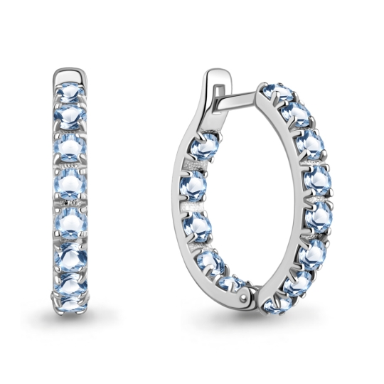 Серьги из серебра с гранатами и фианитами