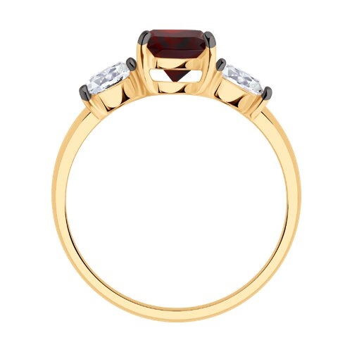 Серьги из серебра с позолотой, гранатами и фианитами