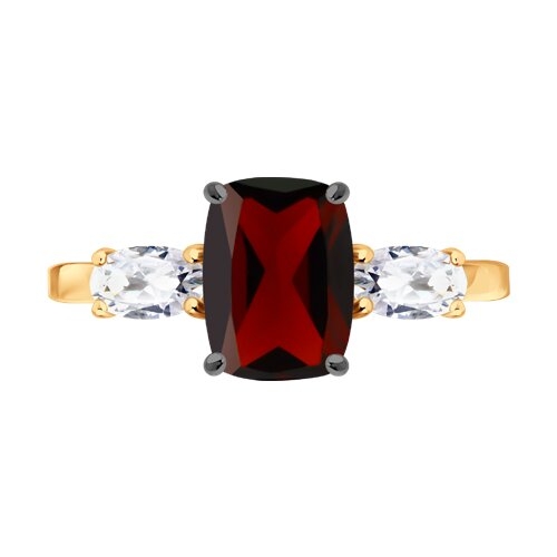 Серьги из серебра с позолотой, гранатами и фианитами