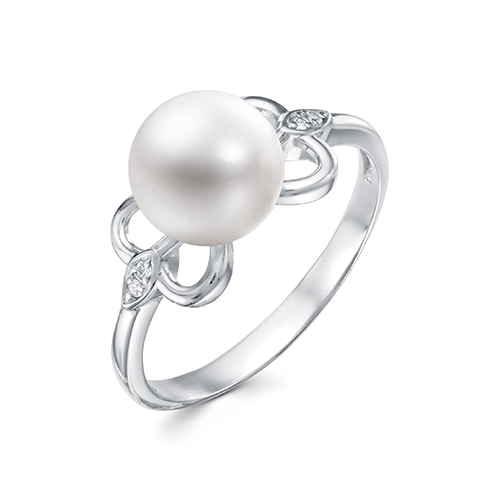 Кольцо-печатка из серебра с фианитами