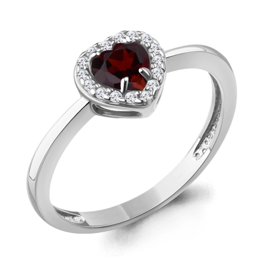 Серьги из серебра с гранатами и фианитами