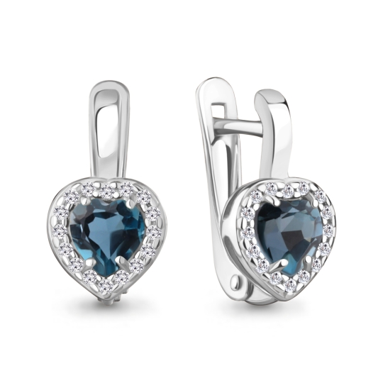 Кольцо из серебра с топазом London и фианитами 