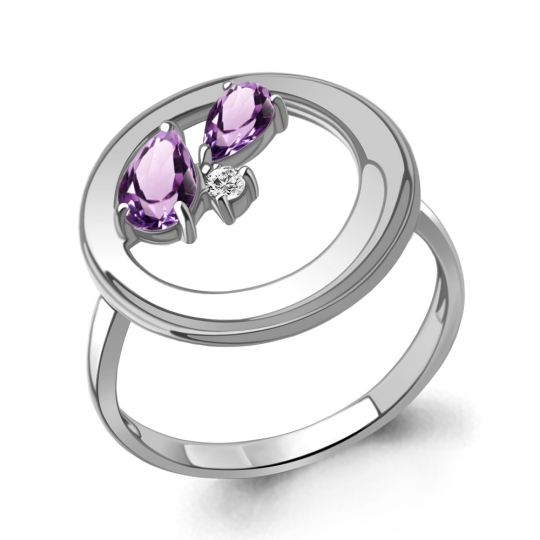 Кольцо из серебра с черными ювелирными кристаллами