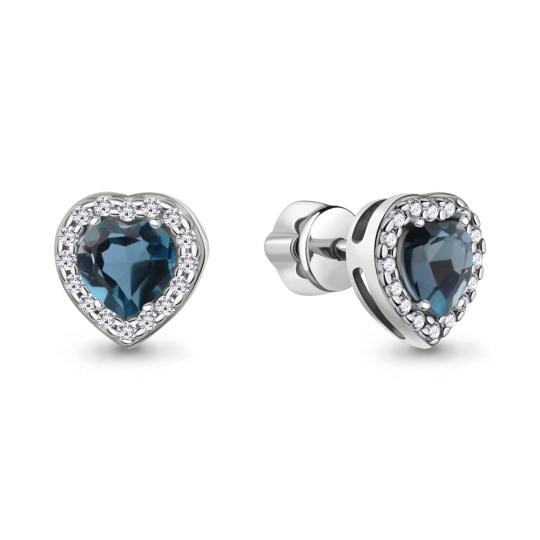 Кольцо из серебра с топазом London и фианитами 