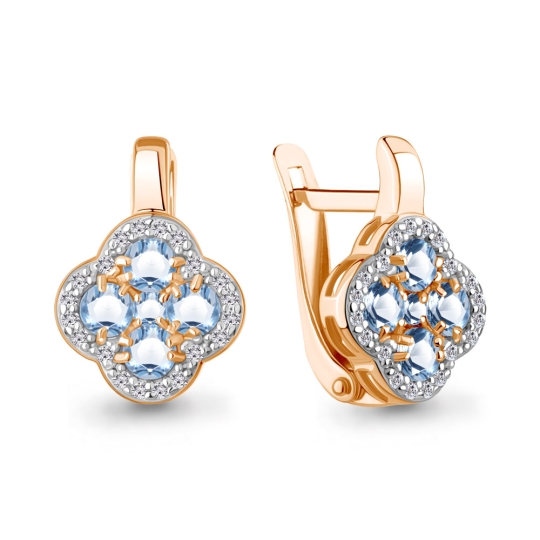 Серьги из серебра с позолотой, цитринами и фианитами