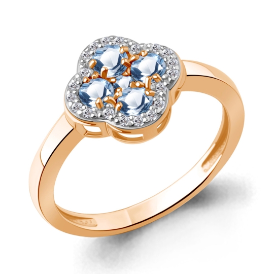 Серьги из серебра с позолотой, топазами Swiss и фианитами