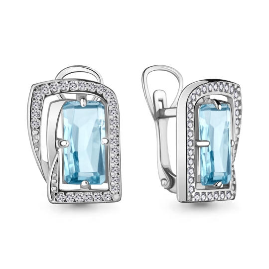 Кольцо из серебра с топазом и фианитами