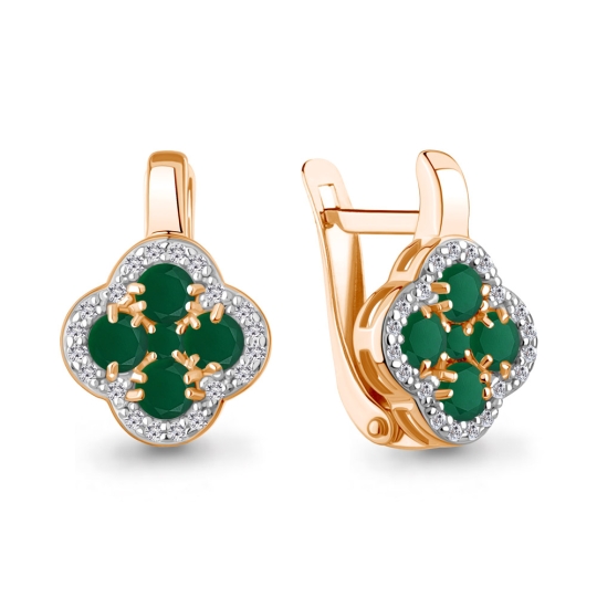 Кольцо из серебра с позолотой, агатами и фианитами